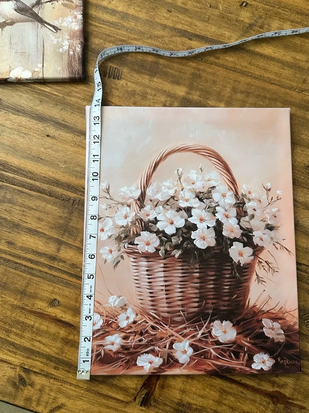 Floral Bird & Basket Wall Art Set - Pink and Cream